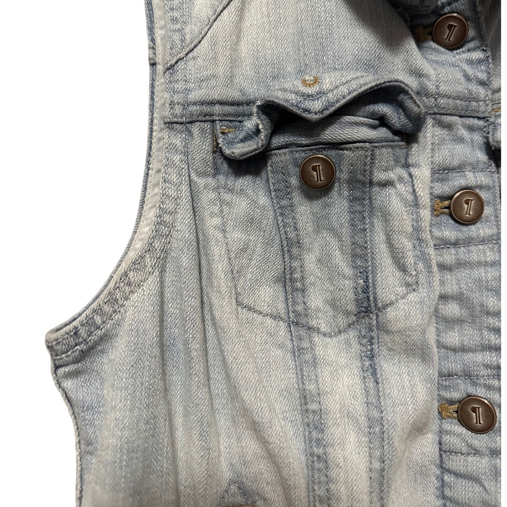 Pilcro and the Letterpress Denim Vest Womens Small Light Blue Good Crochet Lace - Picture 5 of 10